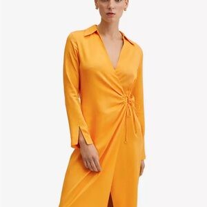 Mango Orange Long Sleeve Dress